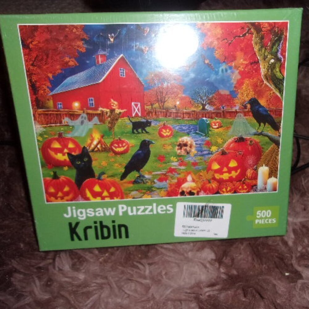 Kribin Halloween Jigsaw Puzzle 500 pieces New Light a jack o lantern